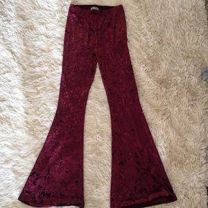 Velvet bell bottoms pants